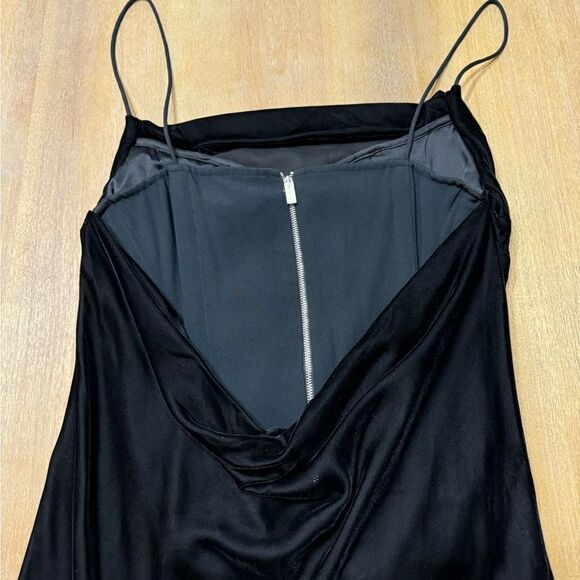 Dion Lee Velvet Architrave Mini Dress Black Size 6 Draped Neckline Tulle Corset - Picture 7 of 14